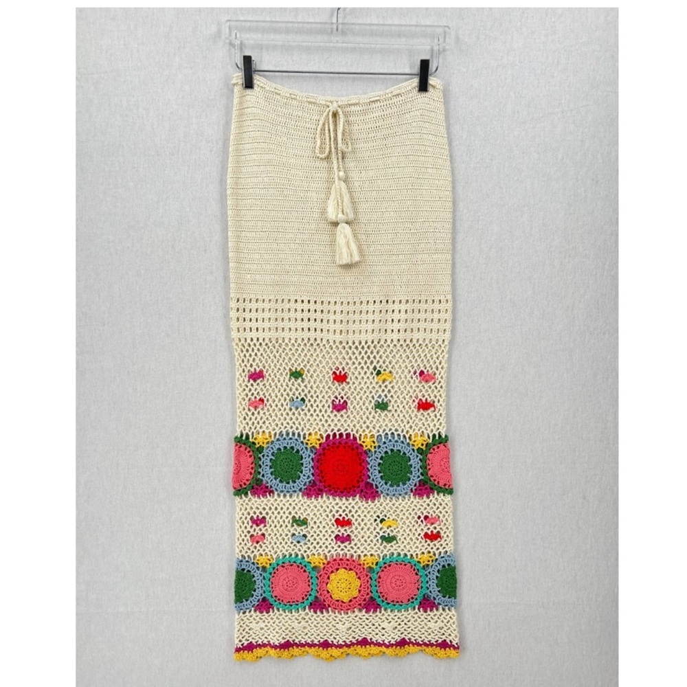 SPELL & THE GYPSY Let the Sunshine In Crochet Skirt Rainbow Cream NWT-SKIRT ONLY